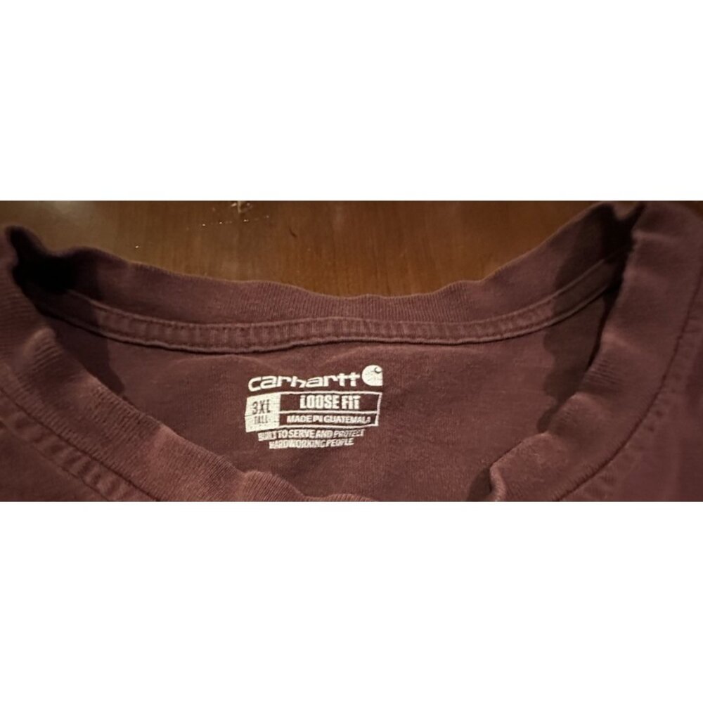 Carhartt Maroon Loose Fit Heavyweight Short-Sleeve Pocket Henley T-Shirt 3XL - Picture 3 of 5